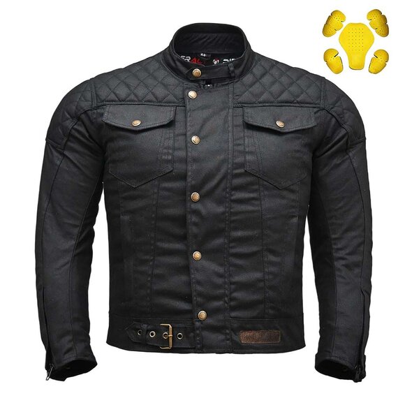 RIDERACT® Mens Waterproof Motorcycle Jacket with Armors Cotton Textile Jacket - Picture 3 of 10